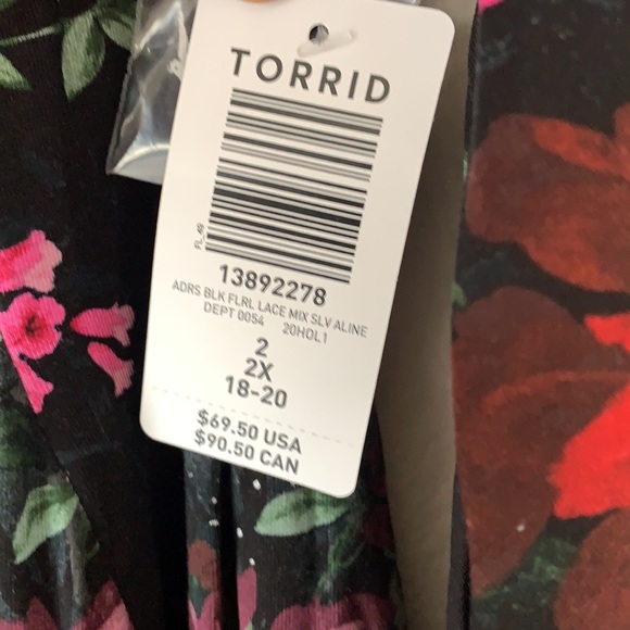 💔SOLD💔 LAST ONE! Torrid soft black floral dress 14/16 NWT - Picture 7 of 7
